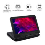 MiziView 14 Inch Portable CD DVD Player with 270°HD Screen, Supports CD/DVD/SD Card/USB, 6 Hours Built-in Rechargeable Battery-Black