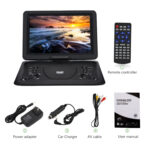 MiziView 14 Inch Portable CD DVD Player with 270°HD Screen, Supports CD/DVD/SD Card/USB, 6 Hours Built-in Rechargeable Battery-Black