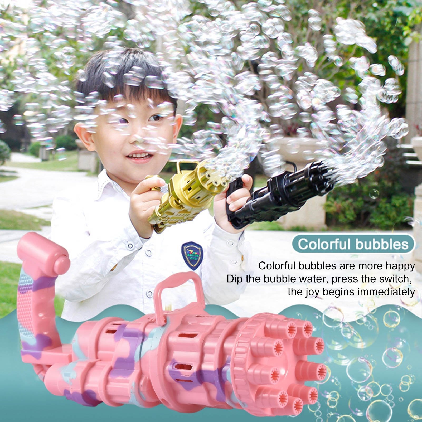 Super large bubble gun children's bubble fan, non-toxic handheld bubble  machine, leak proof design. Including bubbles that are e