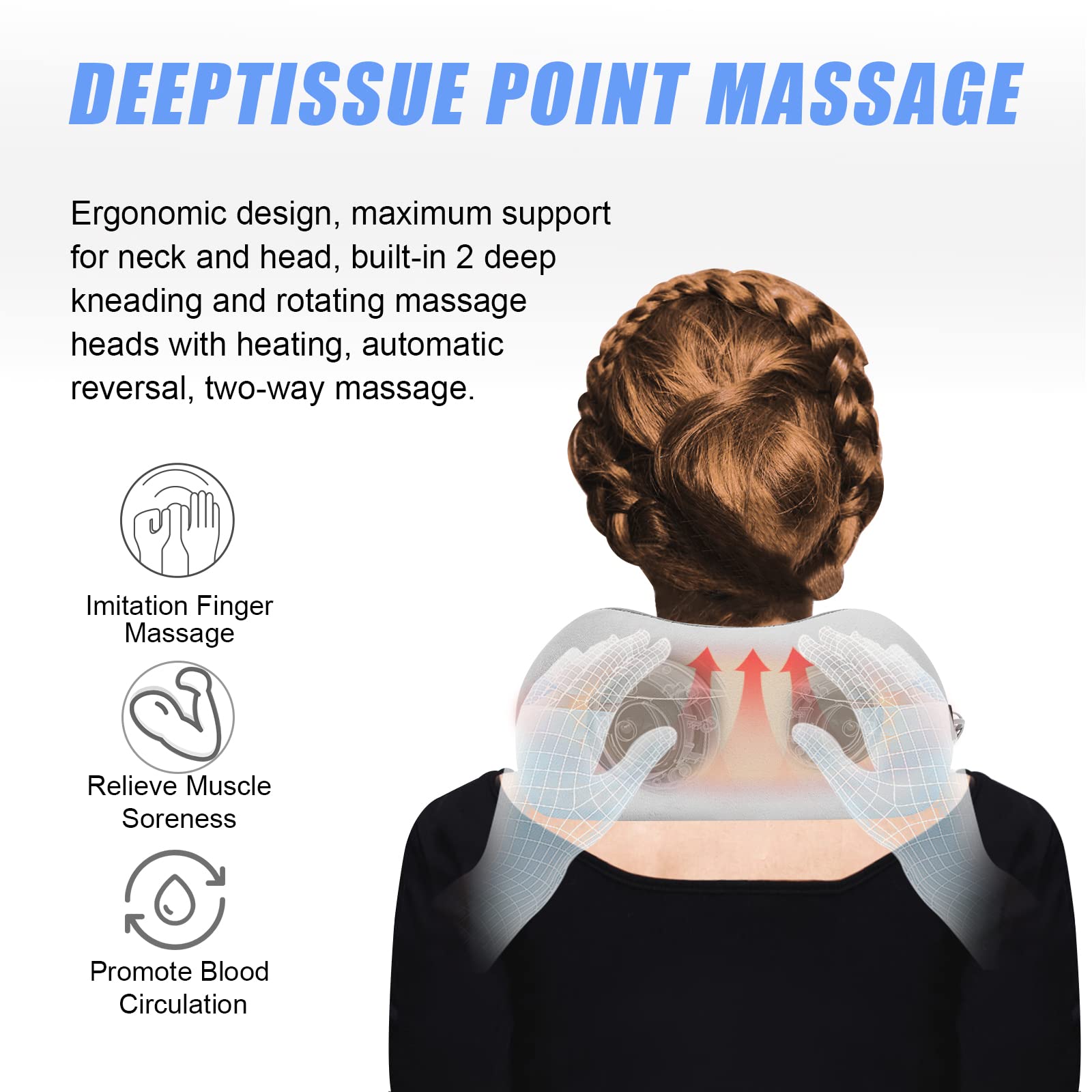 Electric Neck Massager, U-shaped Massage Pillow Cervical And Neck Massager  With Durable Memory Sponge, Massage Pillow With Heat, Deep Tissue Kneading  For Relax Airplane Car Travel Office Home Gift