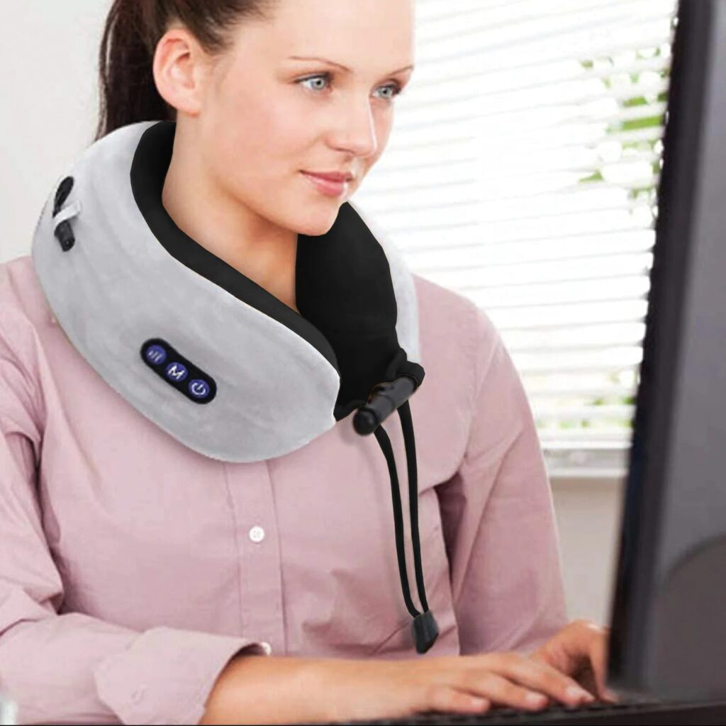 RelivaGo Electric Heated Neck Massager, Memory Foam Pillow TruTronica