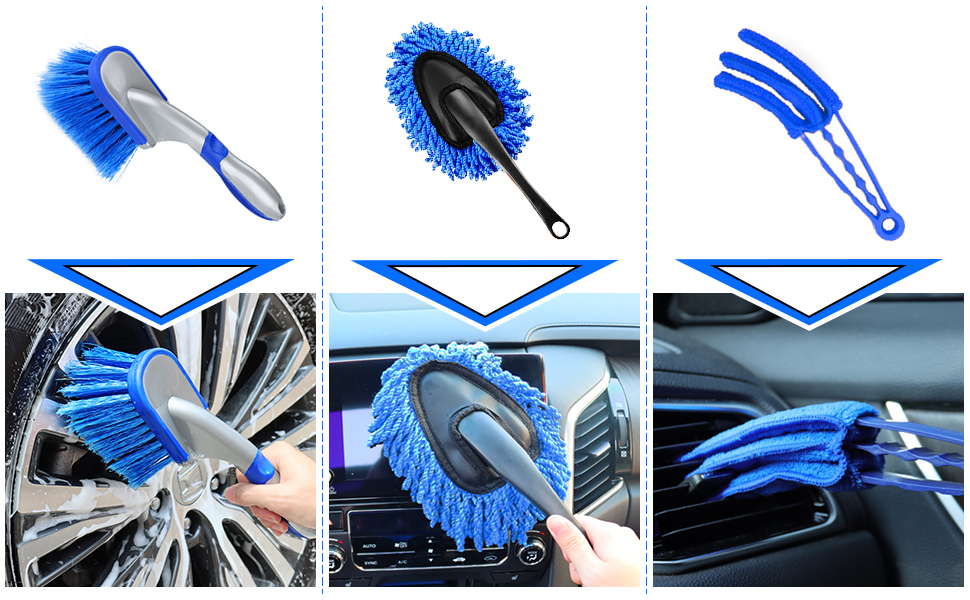 17PCS Manufacture Scrubber Plastic Car Wash Brush Kit with Wiper for Car  Washing Brush Set - China Car Detailing Brushes Set, Car Clean Wash Brush