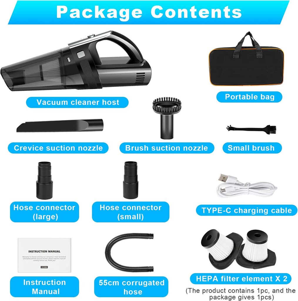 RevoVac Rechargeable 8000PA Cordless Handheld Vacuum with Powerful