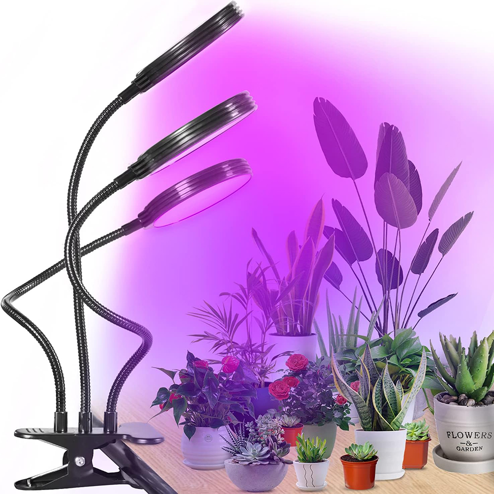 GrowLite TripleHead Grow Light for Indoor Plants 360° Rotation, 3