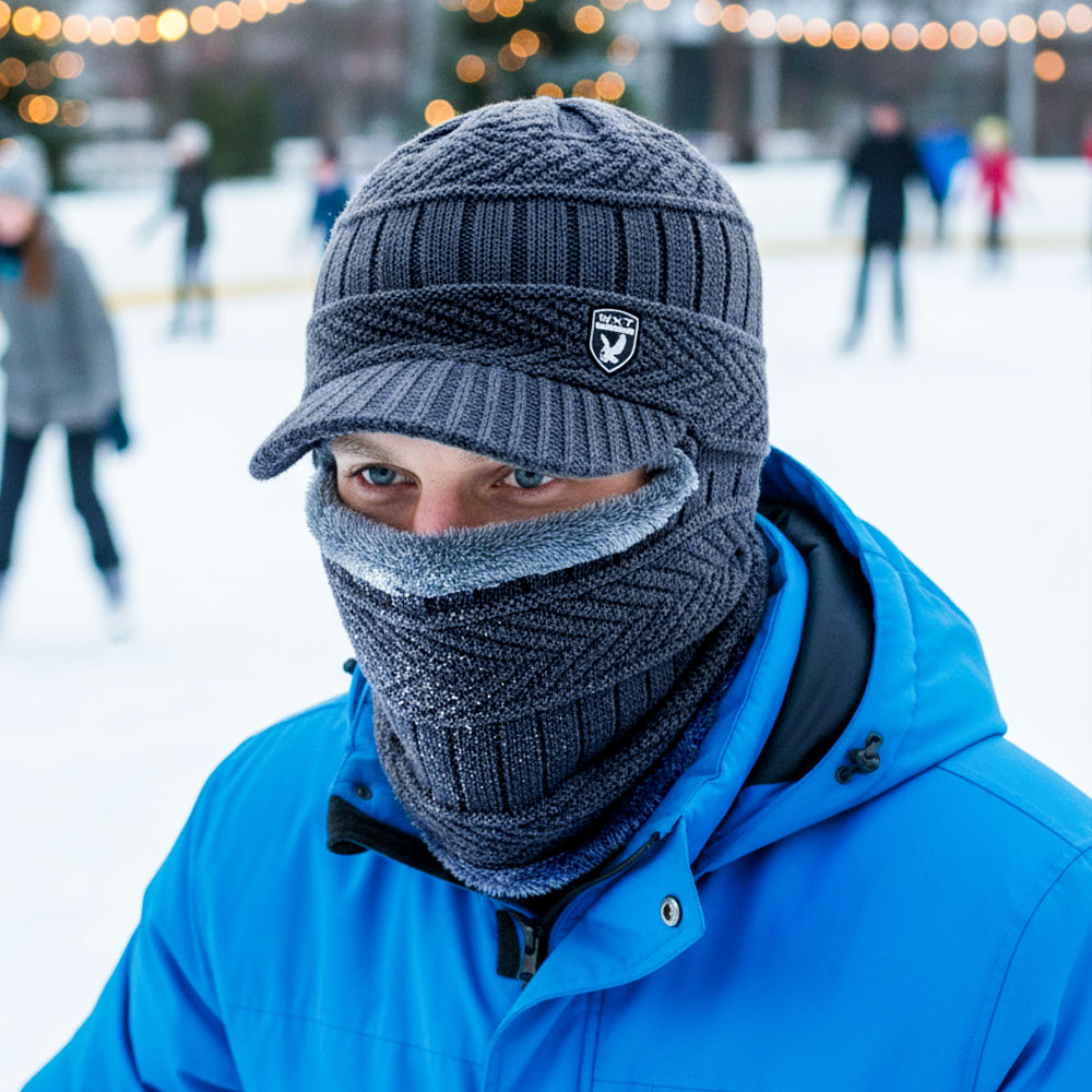 WarmShield™ Volledige Dekking Wintermuts in gebruik