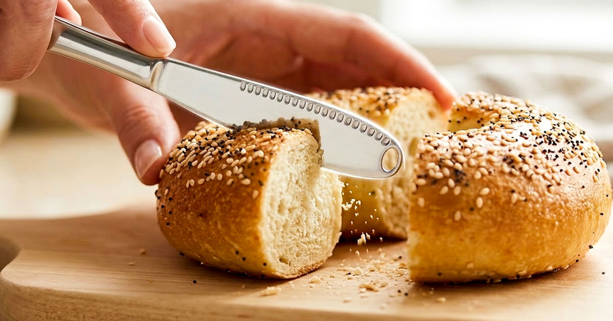 Serrated Edge Slices Bread and Crusty Bagels
