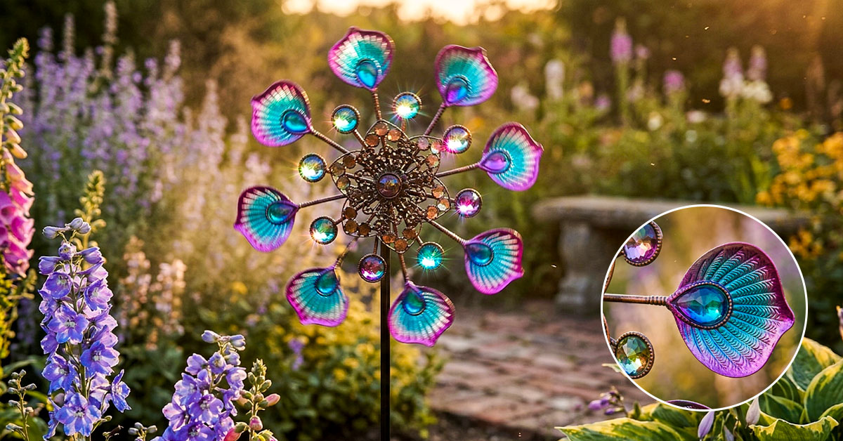 Vibrant Peacock-Inspired Jeweled Feather Design