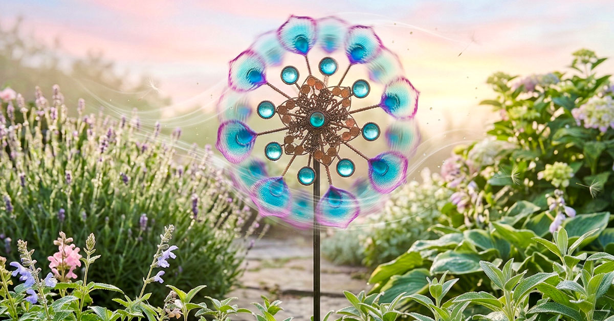 Colorful Blades Spin Freely In Light Breeze