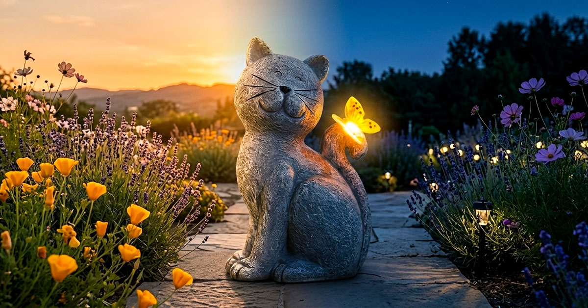 Solar-Powered KittyGlow Illuminates Your Garden Automatically at Dusk