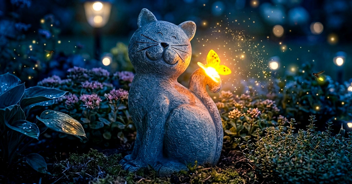 Charming Butterfly Cat Design Adds Whimsical Garden Style