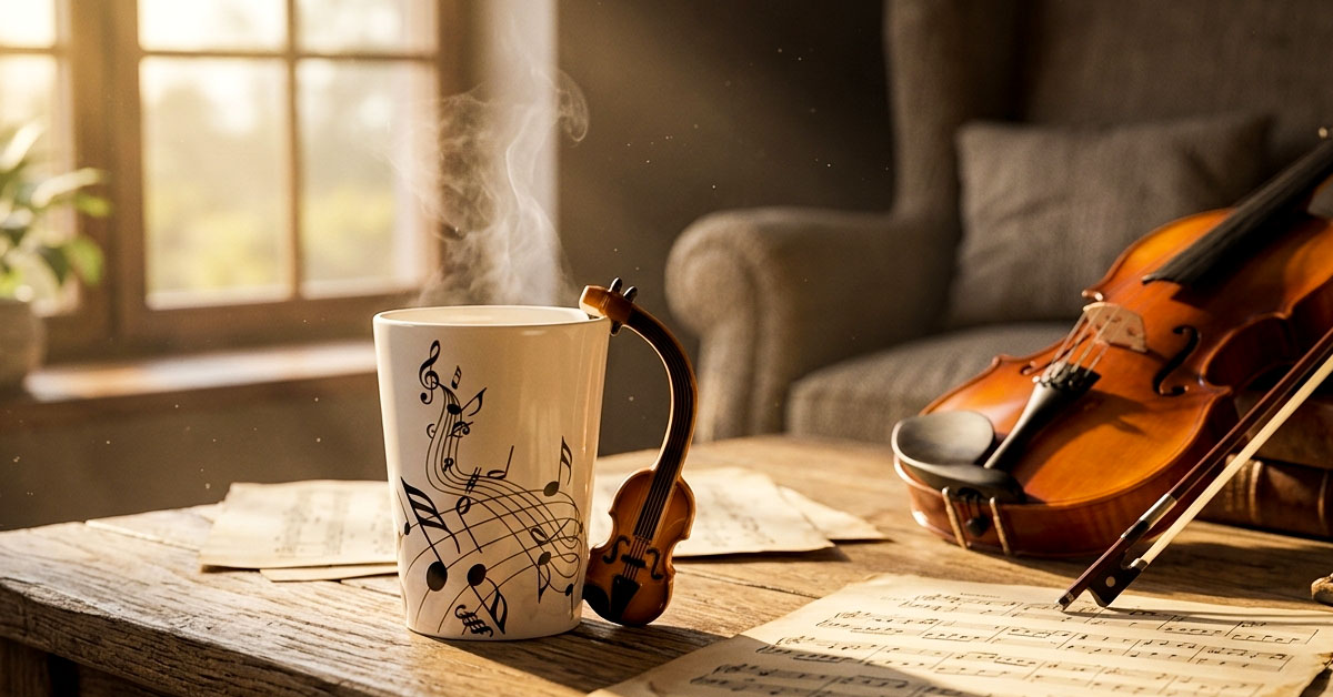 Unique NoteWorthy Violin-Style Mug Delights Music Lovers