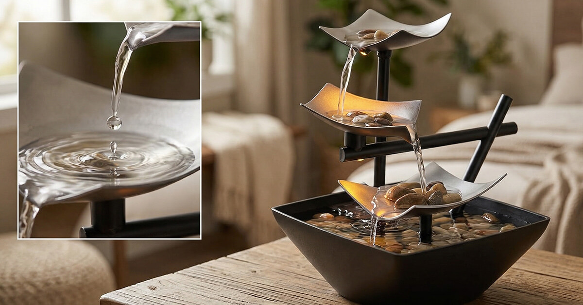 3-Tier Waterfall Streams Create Soothing Natural Sounds