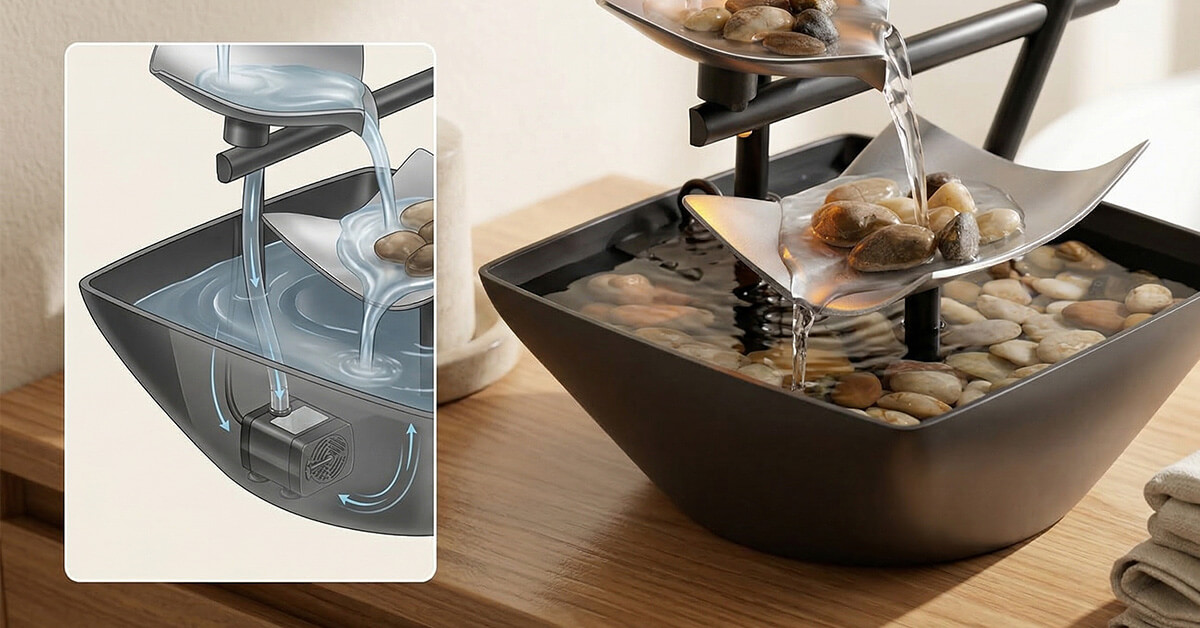 Built-In Quiet Pump Keeps Water Clean Automatically