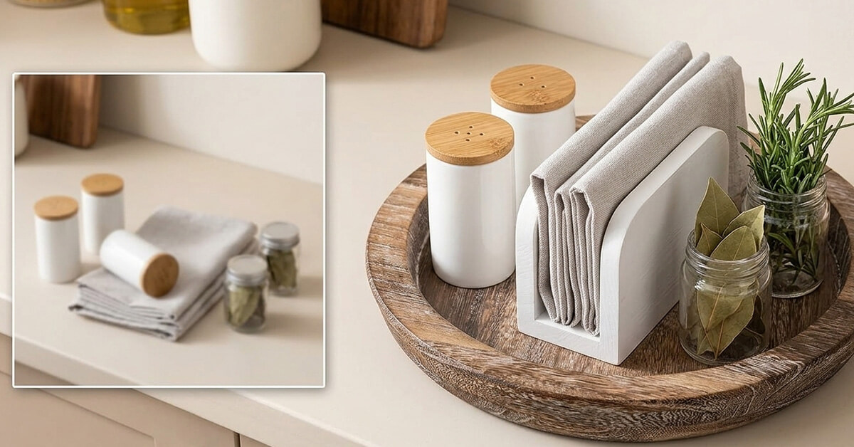 Keeps Countertops Organized with Stylish WoodGrain Design