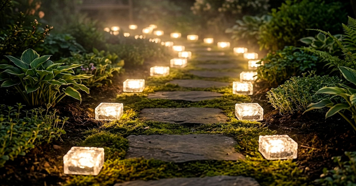 Warm White Glow Enhances Pathways and Gardens