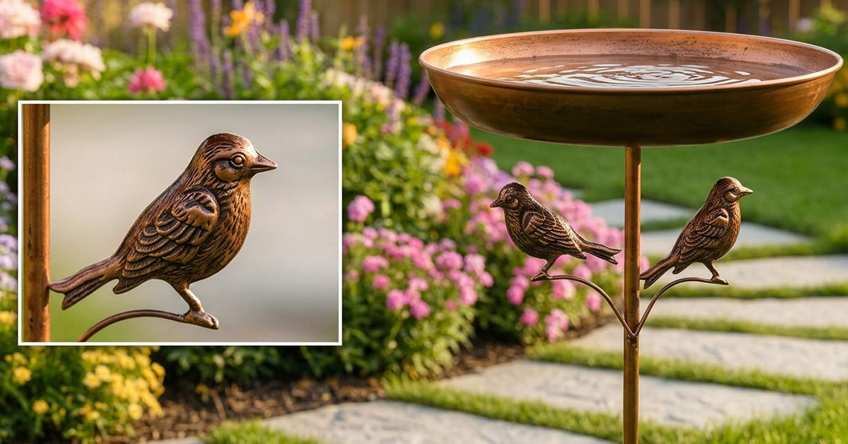 Elegant Metal Pedestal with Charming Bird Accents