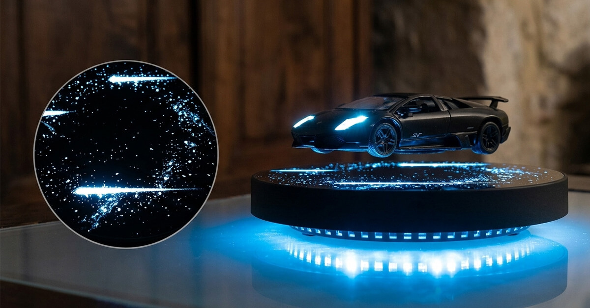 Glowing Meteor Base Emits Cool Blue LED Light