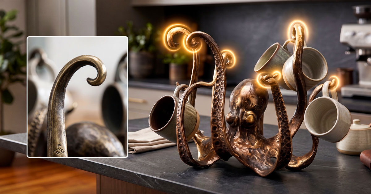 Rounded Hooks Protect Mugs From Scratches