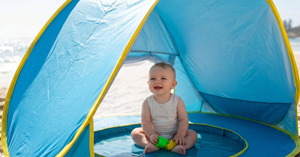 Blocks harsh sun with UPF 50+ canopy protection