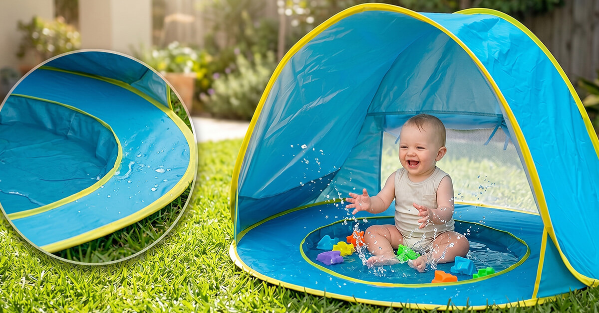 Built-in mini pool sparks safe splashing fun