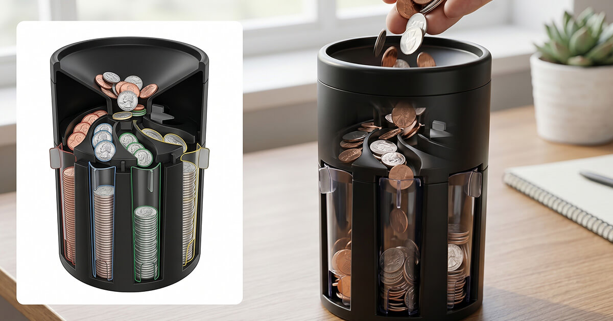 Automatically Sorts Pennies, Nickels, Dimes, And Quarters Instantly