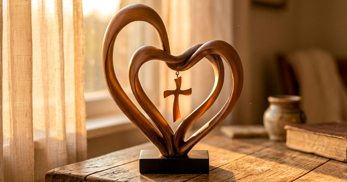 Beautifully Entwined Heart and Cross Design