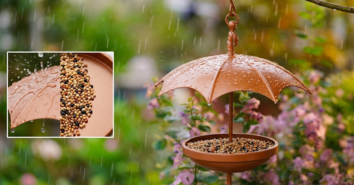 Shields Seed From Rain With Built-In Umbrella Roof