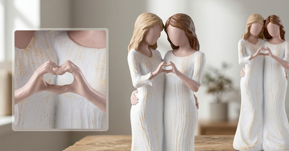 Hand-Painted Figurines Making Sweet Finger Heart Gestures