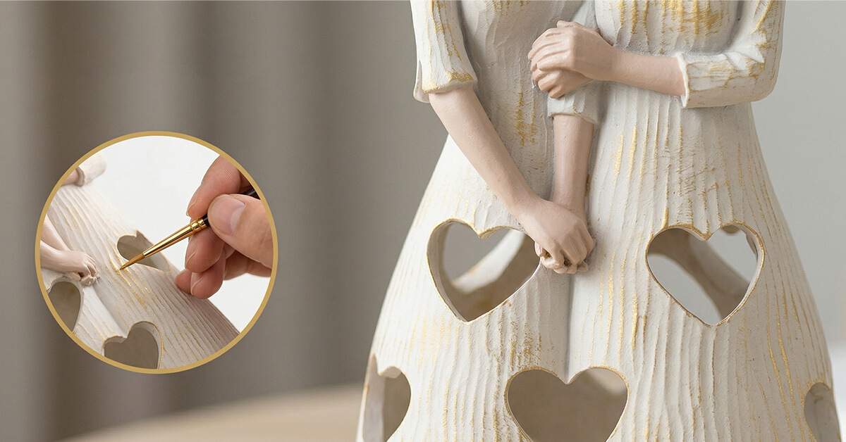Hand-Painted Cream and Gold Detailing Adds Elegance