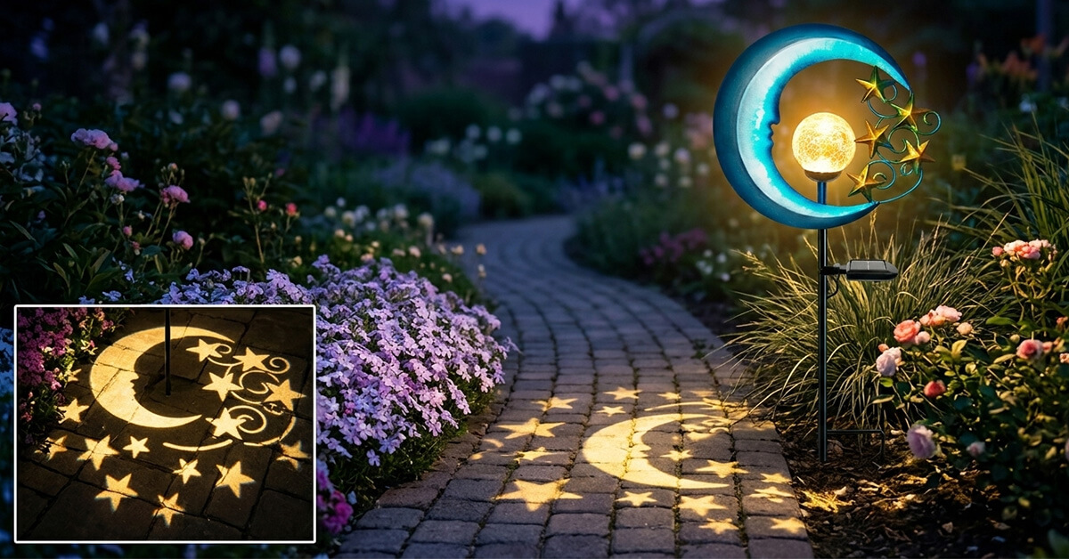 Illuminates Pathways With Romantic Stars And Moon Design