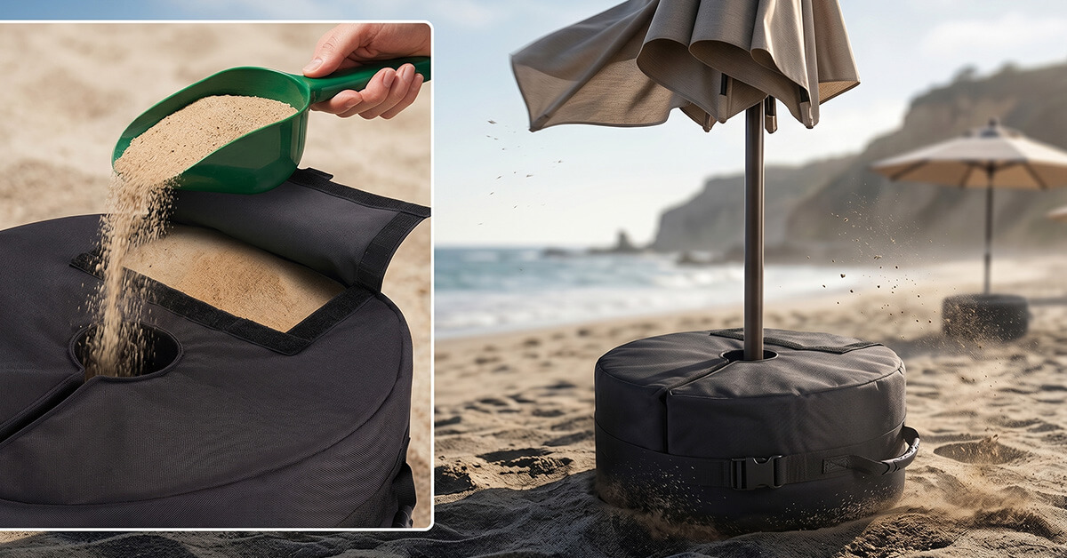 Anchors Umbrellas With Up To 100 Lbs Of Sand
