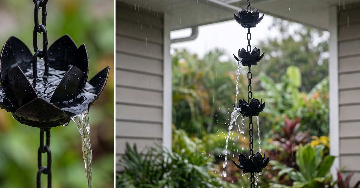 Guides Rainwater With Elegant Lotus Flower Design