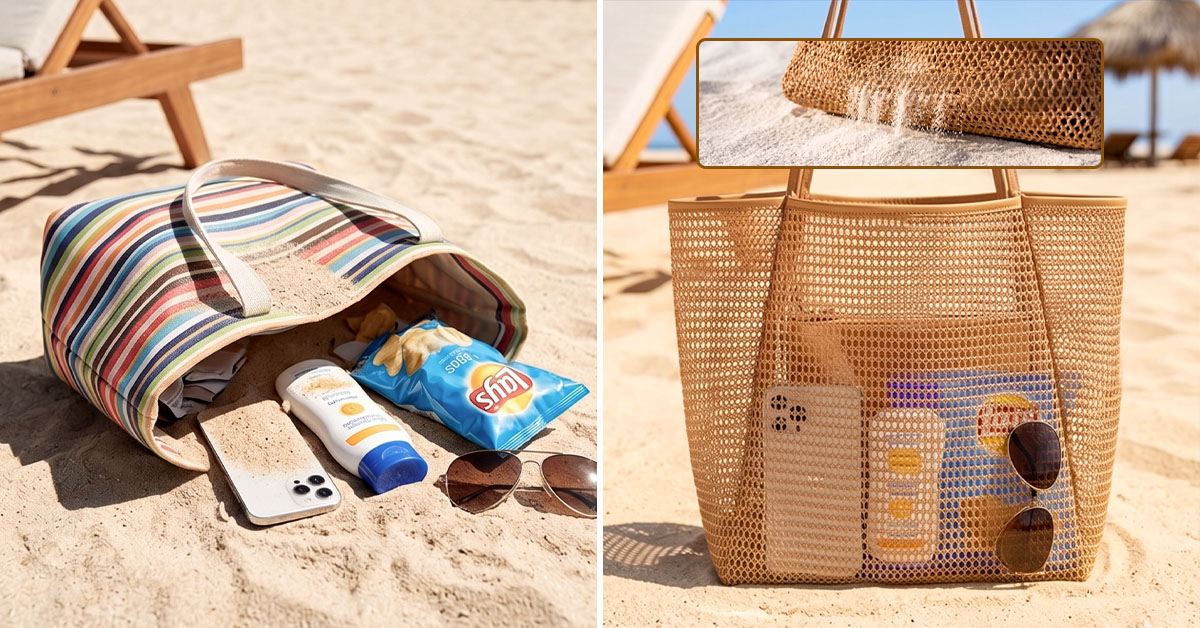 Sandproof Mesh Base Keeps Contents Grit-Free