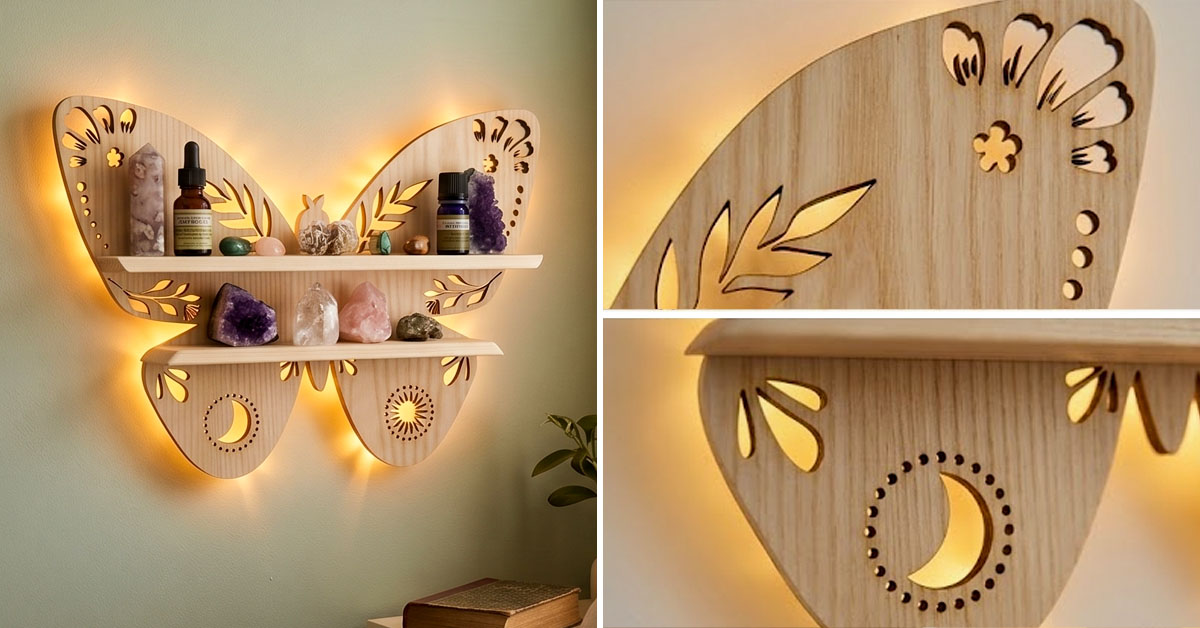 Butterfly Laser-Engraved Wood Adds Rustic Charm