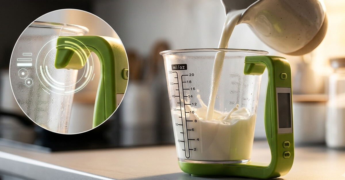 Measures Weight and Temperature in One Cup