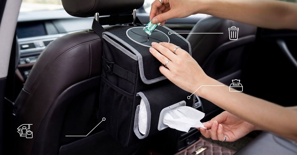 All-In-One Trash Can and Tissue Holder