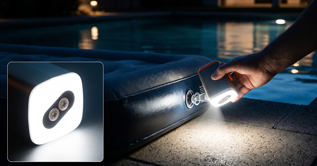 Built-In LED Lights Up Evening Pool Sessions