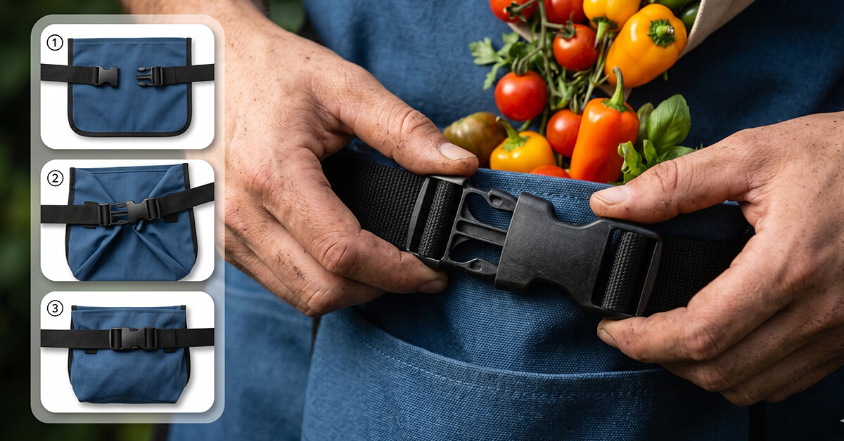 Quick-Release Buckle Transforms Apron Into Harvest Pouch
