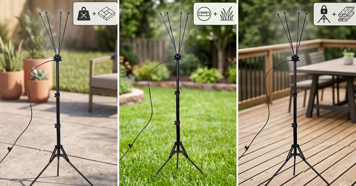 Stable Tripod Base Works On Concrete, Grass, Decks