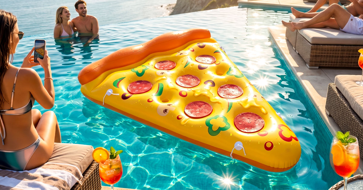 Realistic Pepperoni Print Turns Heads Poolside