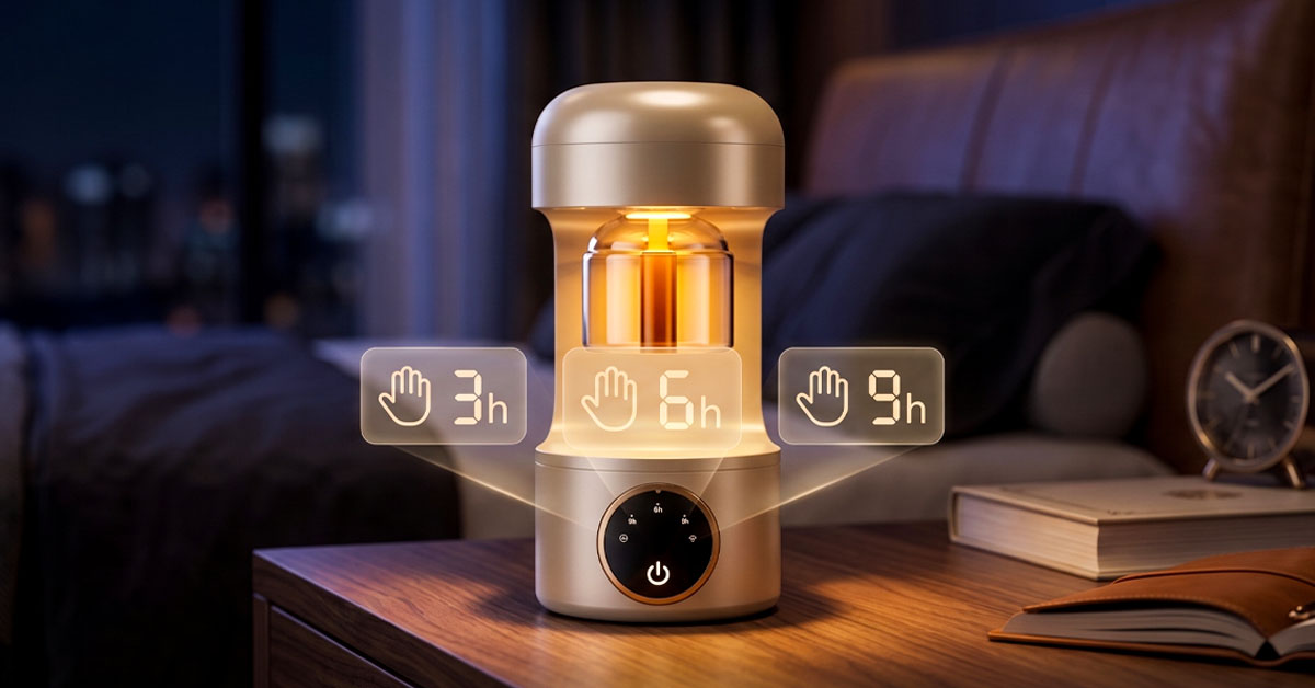 Built-In 3/6/9 Hour Timer Saves Liquid