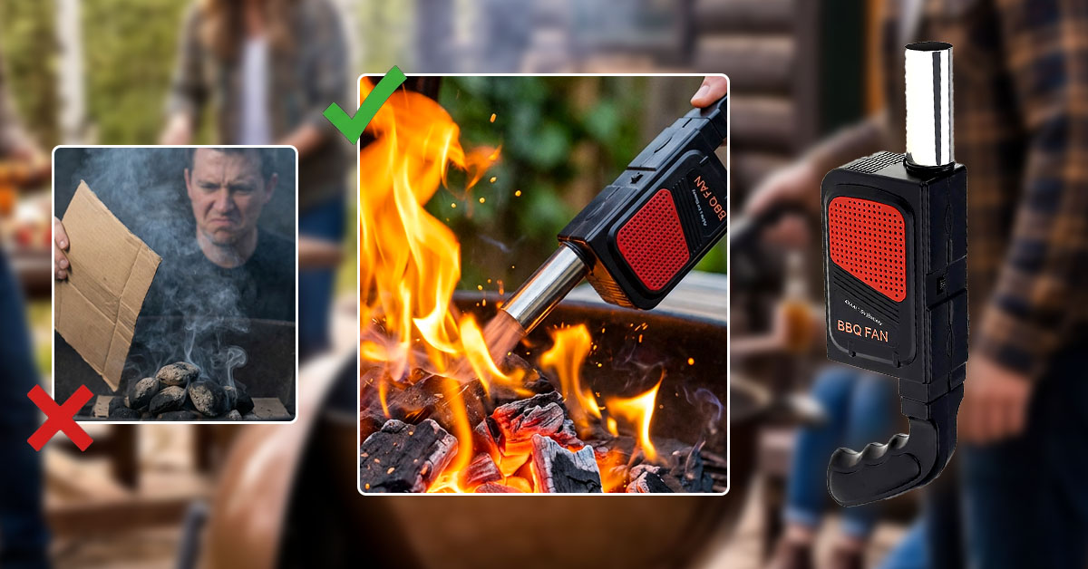 Heats Coals, Wood, and BBQ Fires Instantly