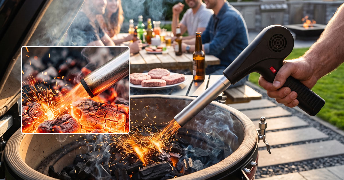 Ignites BBQ Fires Fast With Powerful Airflow