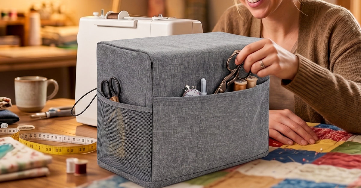 Front Zipper Pocket Organizes Scissors and Spools