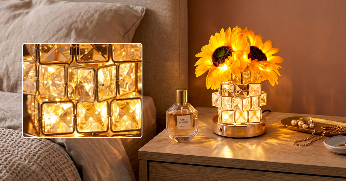 Crystal Glass Base Adds Elegant, Luxurious Decorative Charm