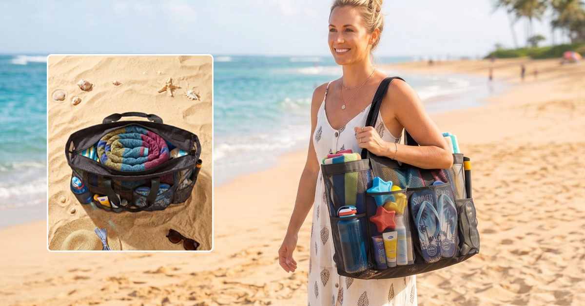 Holds Towels, Toys, Gear, and More Easily