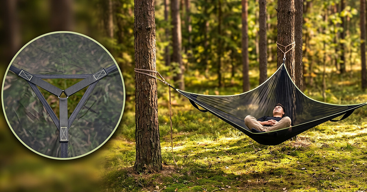 Triangle Swing Design Creates A Floating Lounge Feel