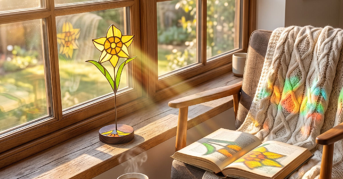 Captures Sunlight, Casting Vibrant Colorful Highlights Daily