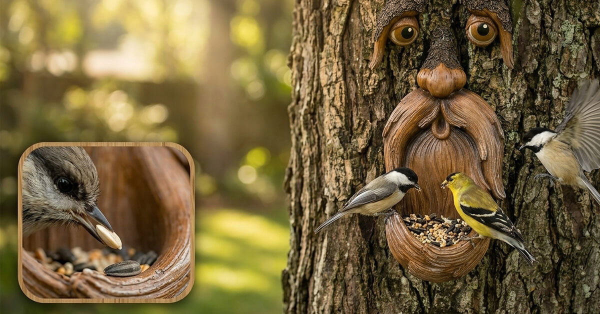 Attracts Birds with Built-in Seed Feeding Area